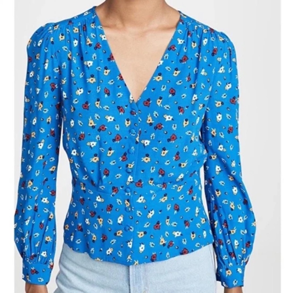 Philosophy Blue Blouse with Floral Print